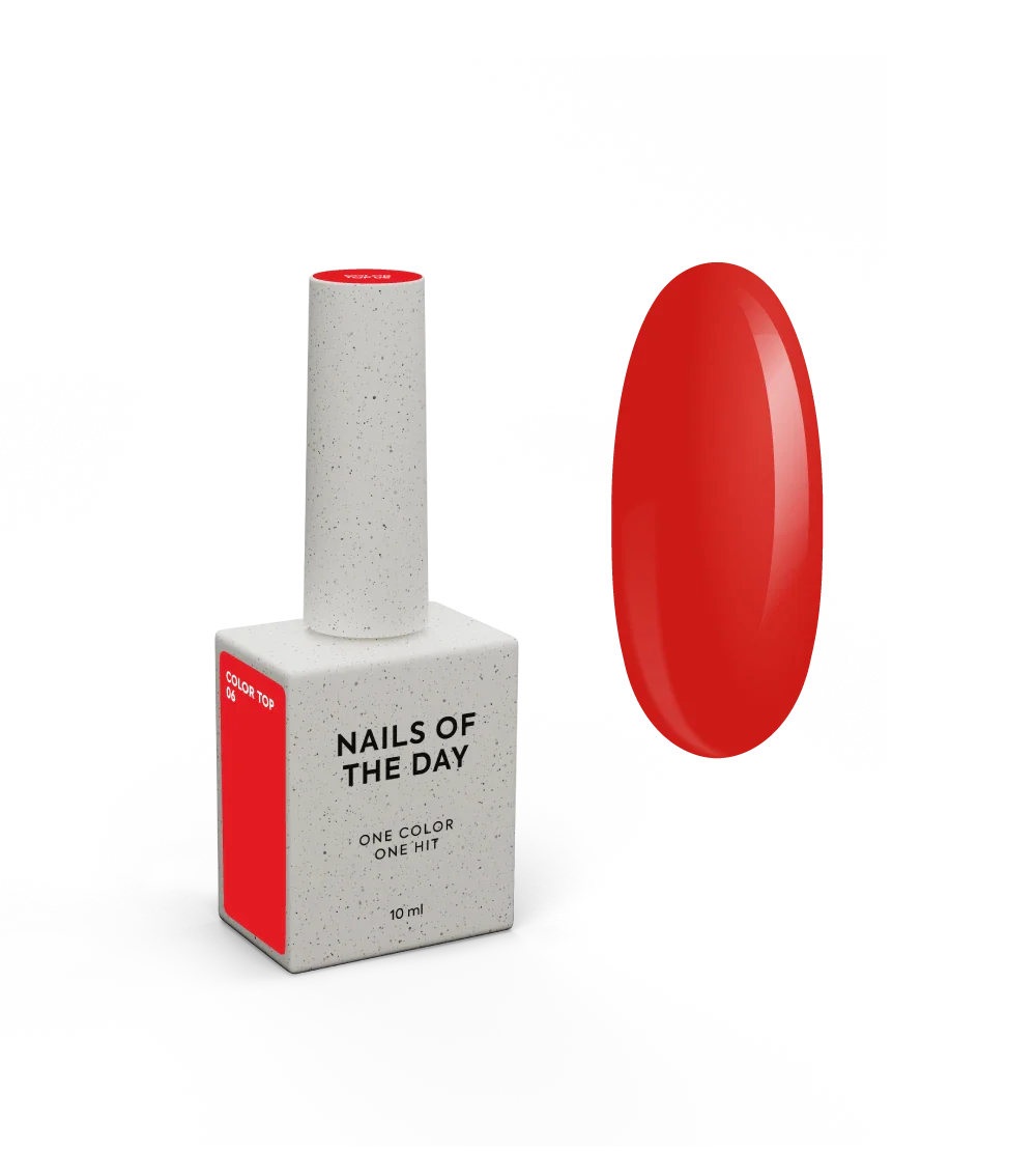 NAILSOFTHEDAY Color Top 06 — clásico rojo intenso sin capa pegajosa, 10 ml.