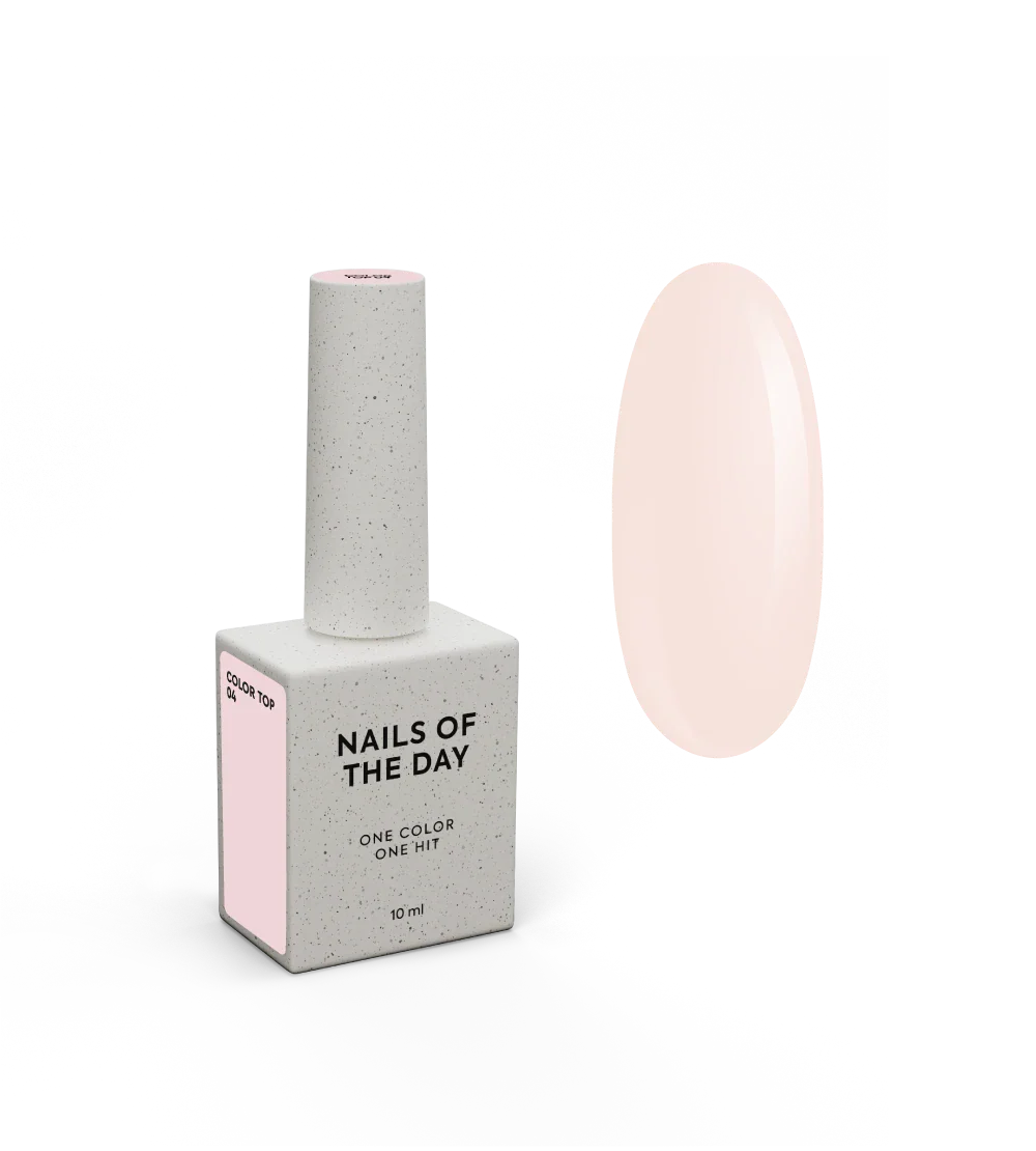 NAILSOFTHEDAY Color Top 04 — top beige claro sin capa pegajosa para uñas, 10 ml.