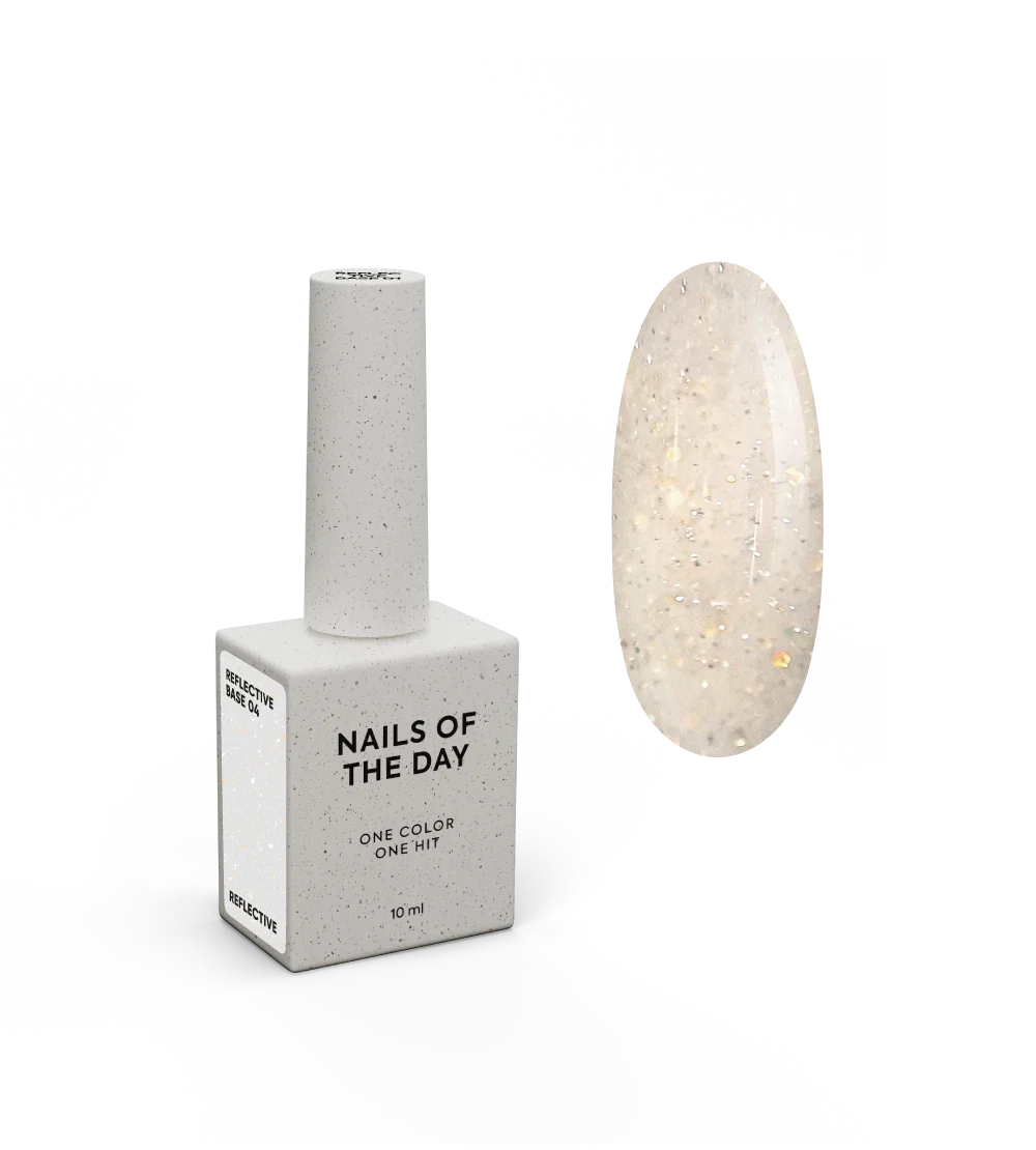 NAILSOFTHENIGHT Reflective base 04 - base reflectante de camuflaje con brillo (beige-lechoso), 10 ml