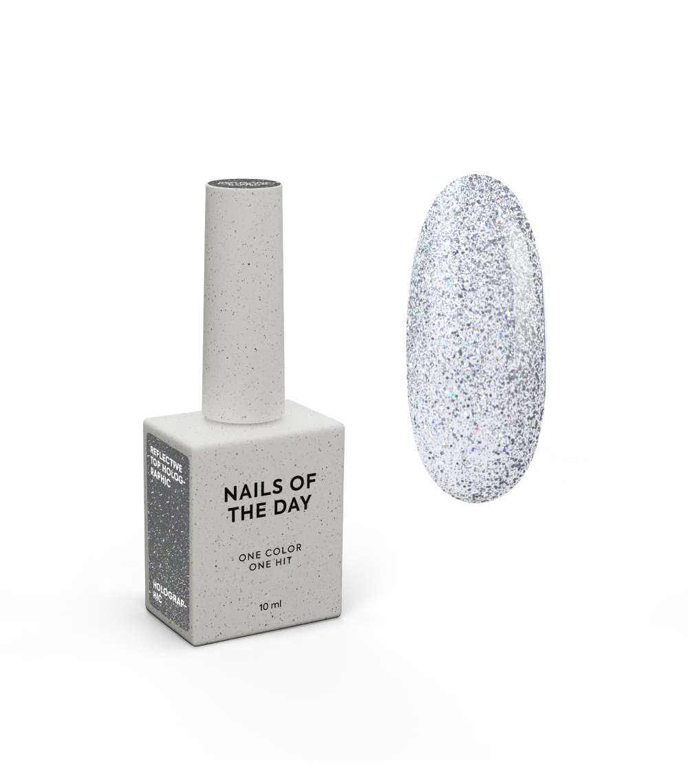 NAILSOFTHENIGHT Reflective top Holographic  - top holográfico reflectante sin una capa pegajosa para uñas, 10 ml