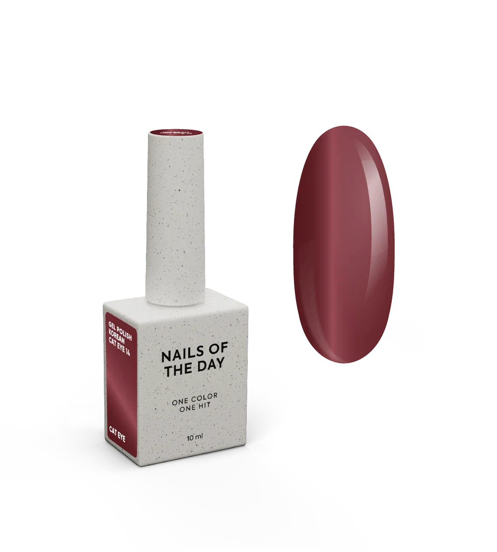 NAILSOFTHEDAY Korean Cat Eye 14 – esmalte semipermanente efecto ojo de gato rojo, 10 ml.