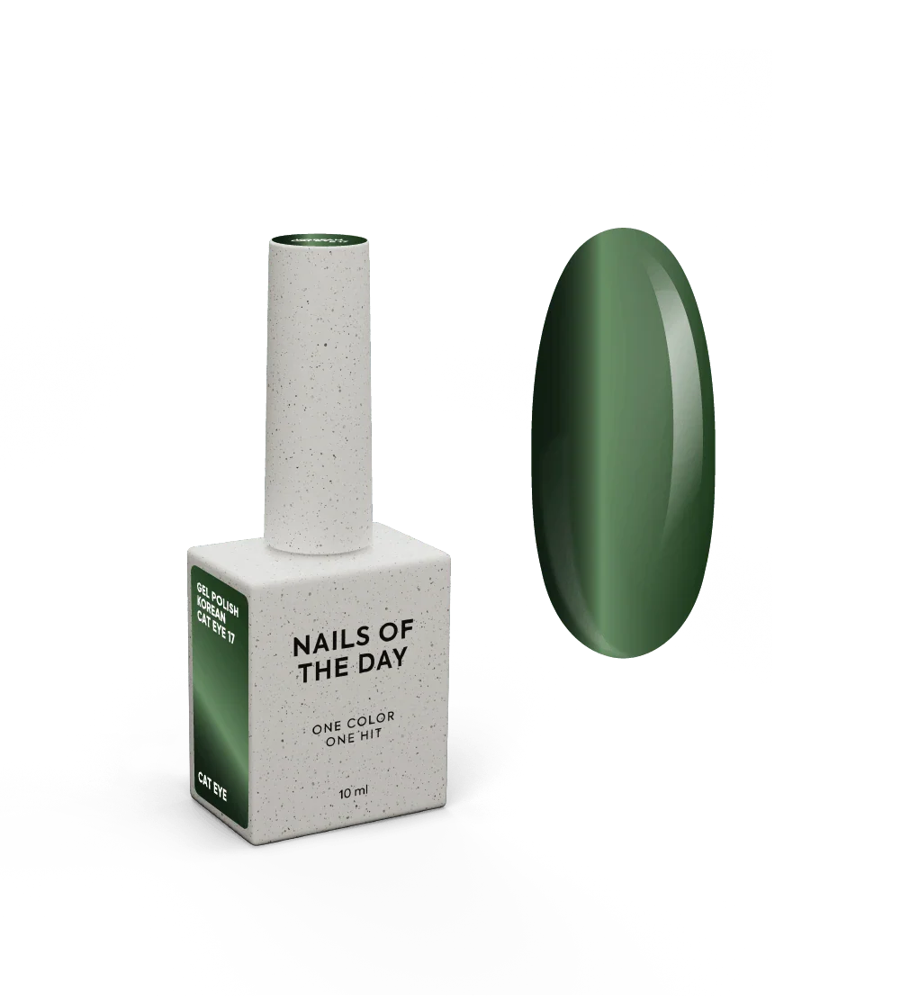 NAILSOFTHEDAY Korean Cat Eye 17 – esmalte semipermanente efecto ojo de gato verde, 10 ml.