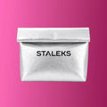 STALEKS Bolsa cosmética plateada de ecopiel, tamaño L