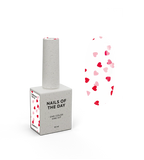 NAILSOFTHEDAY Kupidon top 01: top delicado para uñas con corazones de color rojo intenso y rosa, sin capa pegajosa, 10 ml
