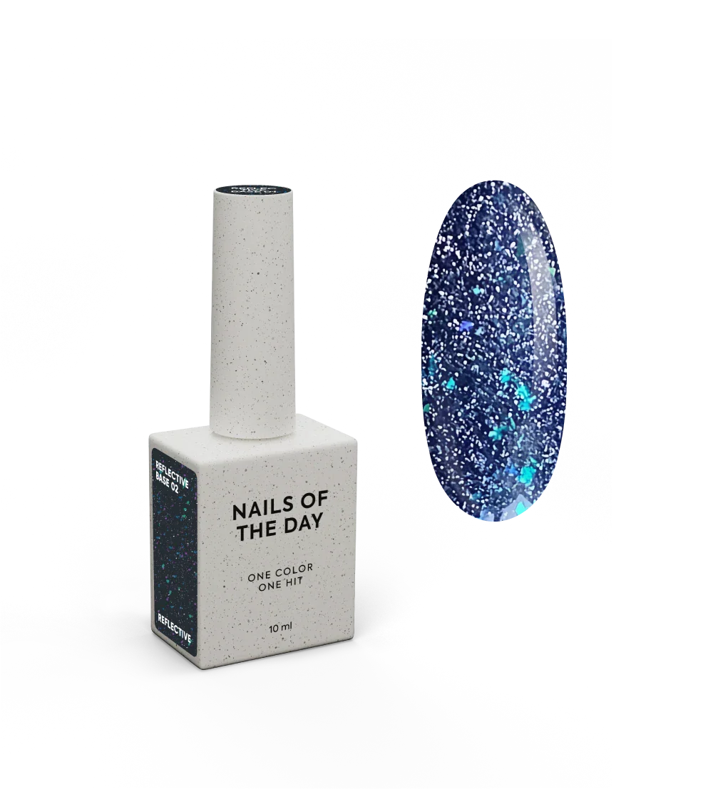 NAILSOFTHENIGHT Reflective base 02 - base reflectante de camuflaje con brillo (destellos azules y celestes), 10 ml
