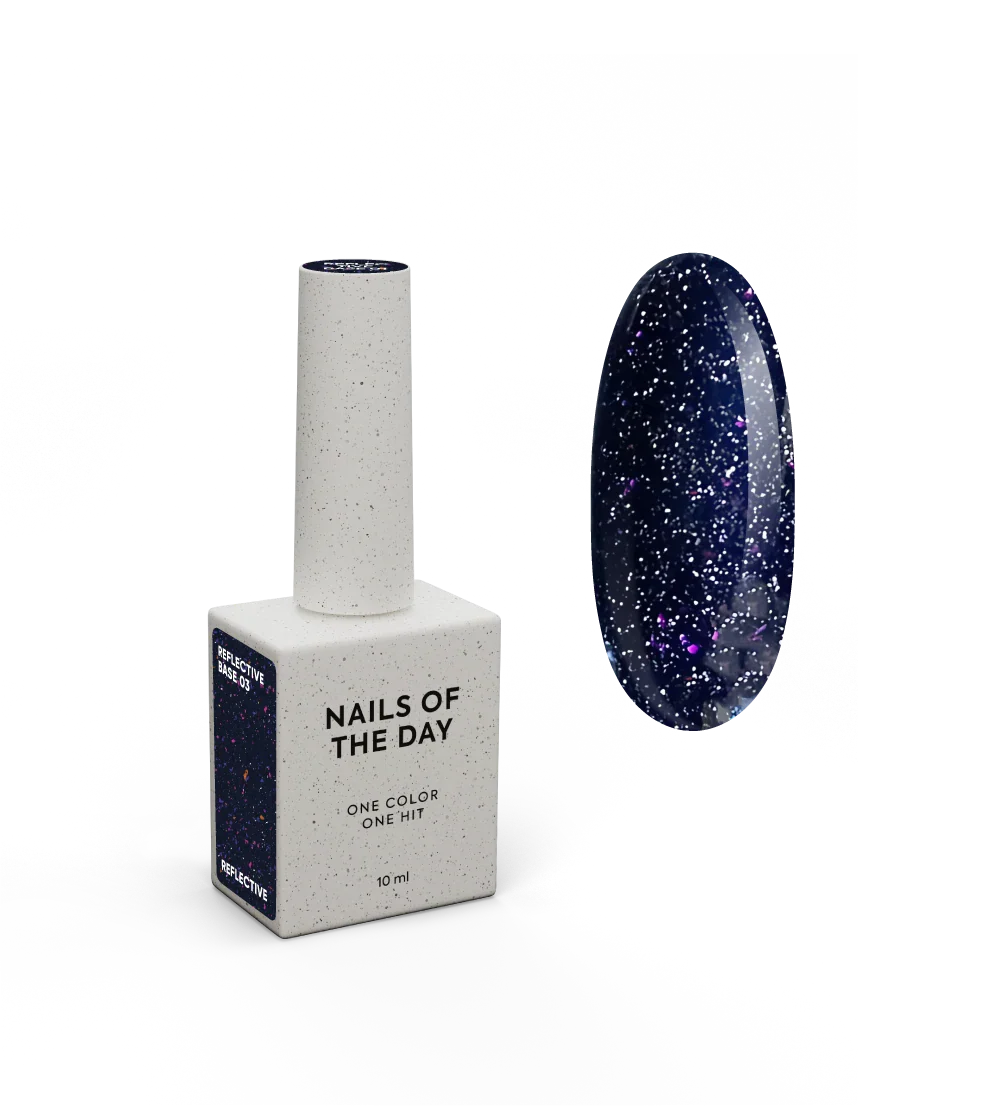 NAILSOFTHENIGHT Reflective base 03 - base reflectante de camuflaje con brillo (destellos violeta y rosa), 10 ml