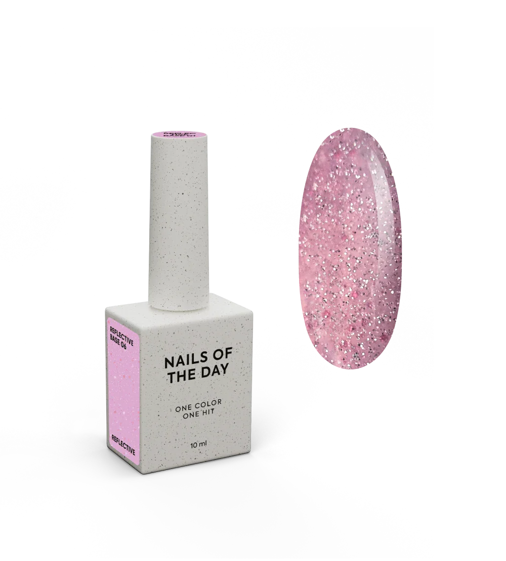 NAILSOFTHENIGHT Reflective base 06 - base reflectante de camuflaje con brillo (rosa suave), 10 ml