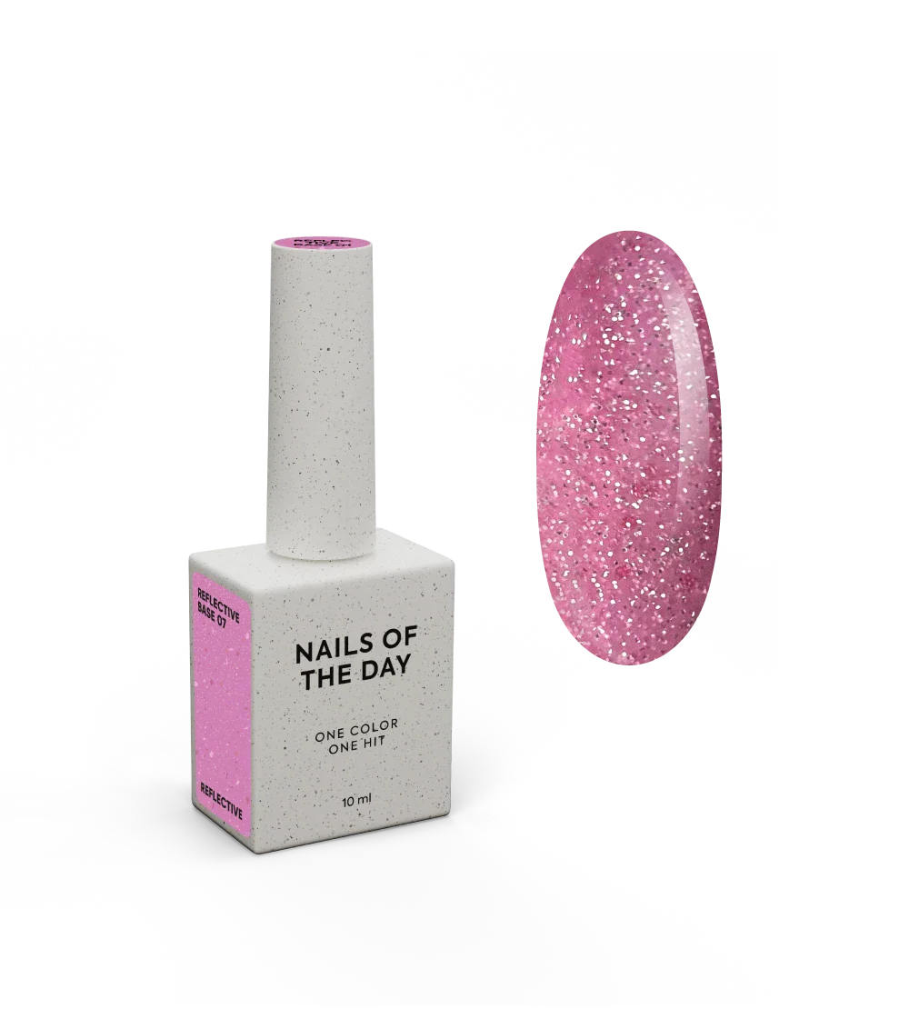 NAILSOFTHENIGHT Reflective base 07 - base reflectante de camuflaje con brillo (rosa brillante), 10 ml