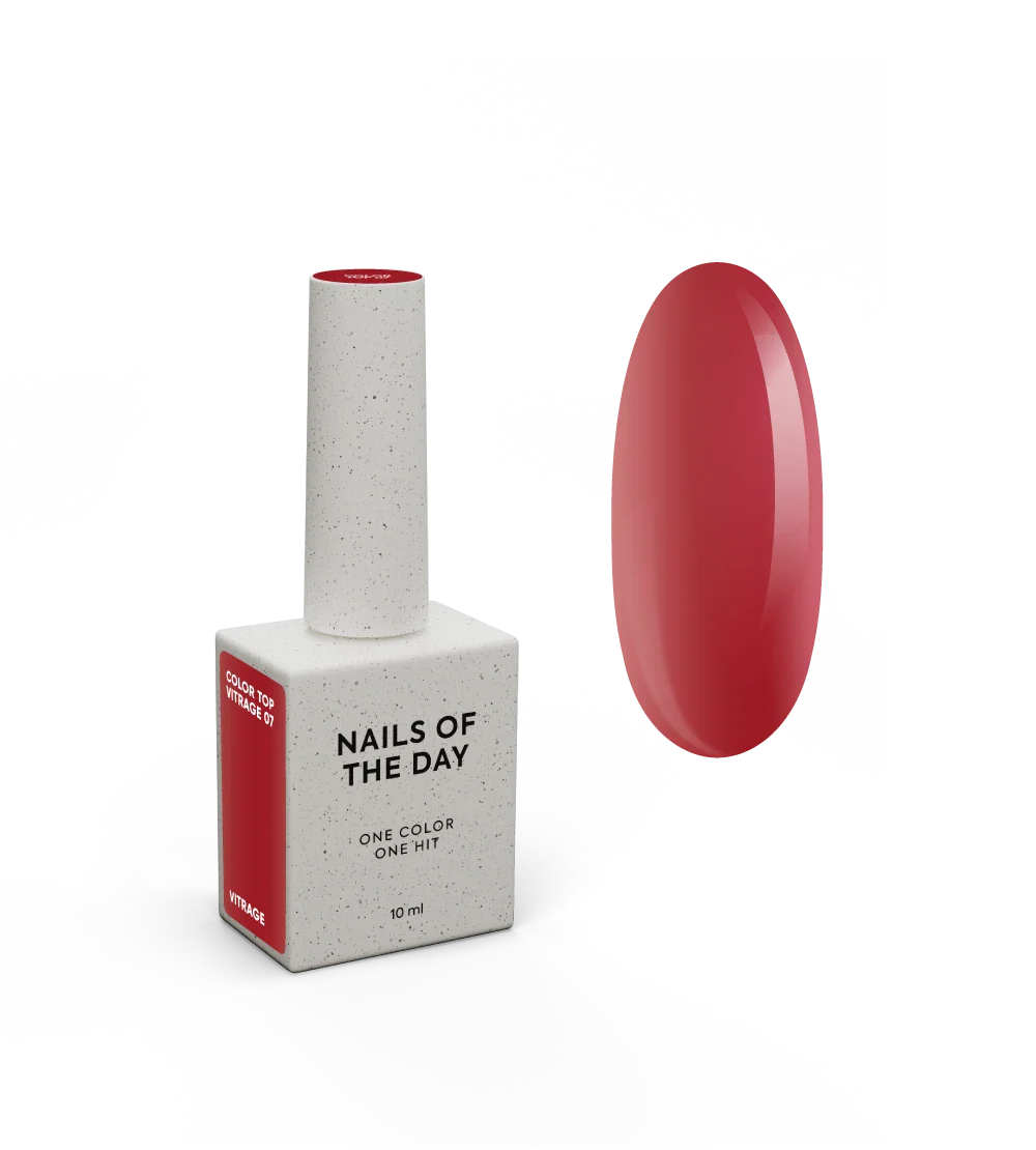 NAILSOFTHEDAY Color Top Vitrage 07 — top coat vitral burdeos profundo y semitransparente sin capa pegajosa para uñas, 10 ml.
