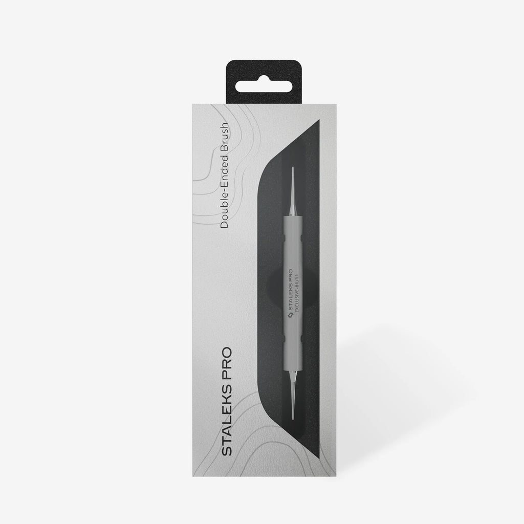 STALEKS Pincel de doble punta Exclusive blanco alargado 7 mm / para gel 12 mm