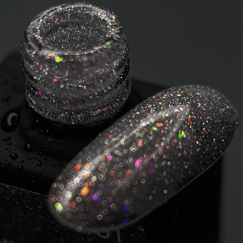NAILSOFTHENIGHT Reflective base 01 - base reflectante de camuflaje con brillo (purpurina plateada y rosa), 10 ml