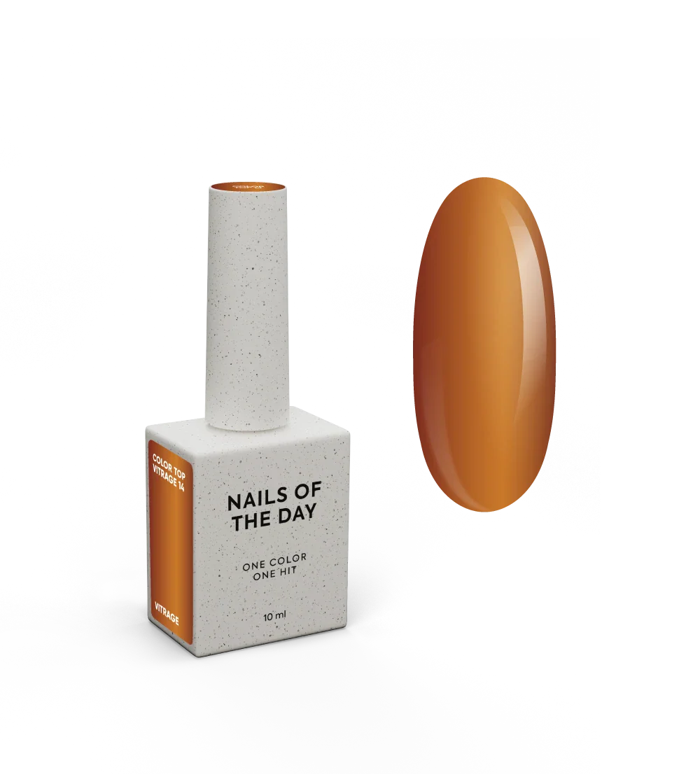 NAILSOFTHEDAY Color Top/Vitrage 14 — Top Coat Vitrage Caramelo Semitransparente, 10 ml