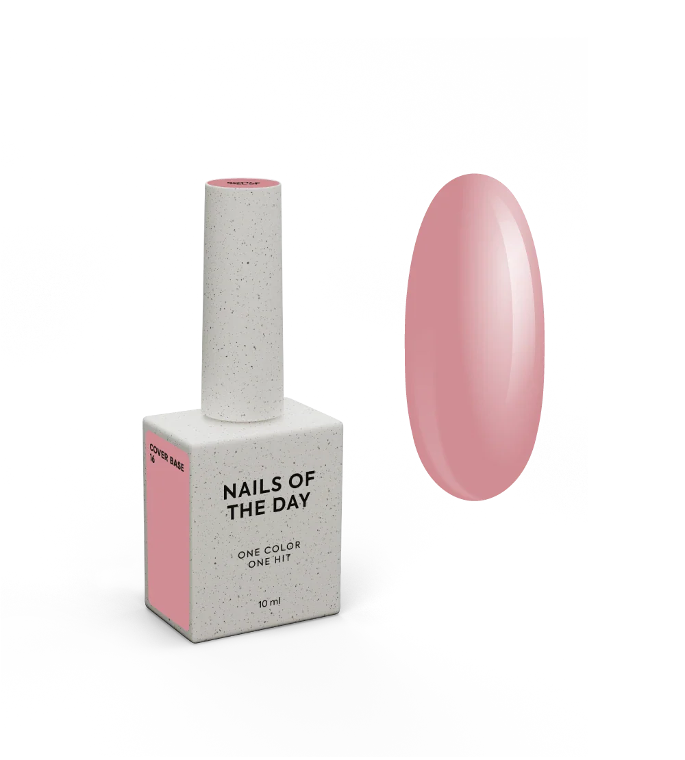 Nailsoftheday Cover Base NEW Formula 16 -  base camuflaje en tono nude natural oscuro para uñas, 10 ml