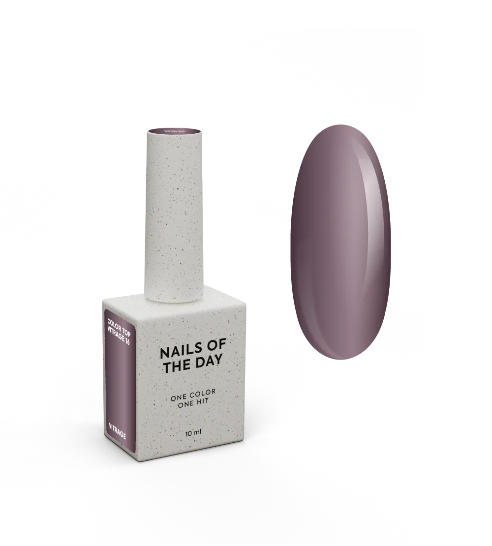 NAILSOFTHEDAY Color Top/Vitrage 16 — Top Coat Vitrage Ciruela Empolvada Semitransparente, 10 ml