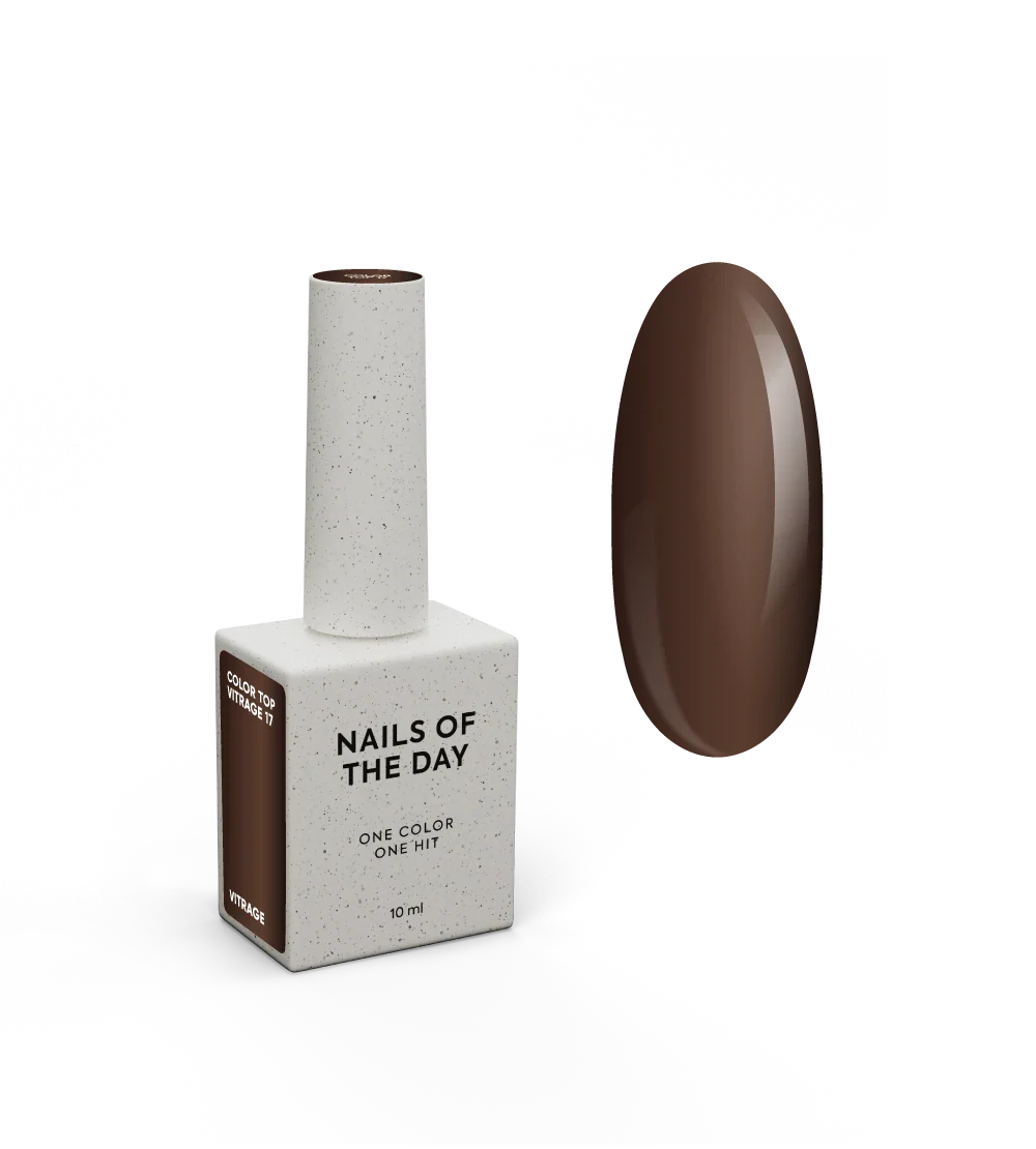 NAILSOFTHEDAY Color Top/Vitrage 17 — Top Coat Vitrage Chocolate Oscuro Semitransparente, 10 ml