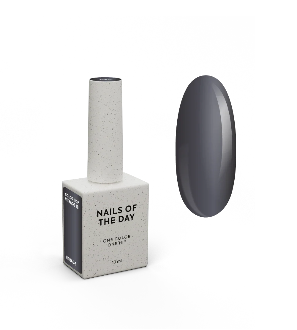 NAILSOFTHEDAY Color Top/Vitrage 18 — Top Coat Vitrage Grafito Gris-Negro Semitransparente, 10 ml
