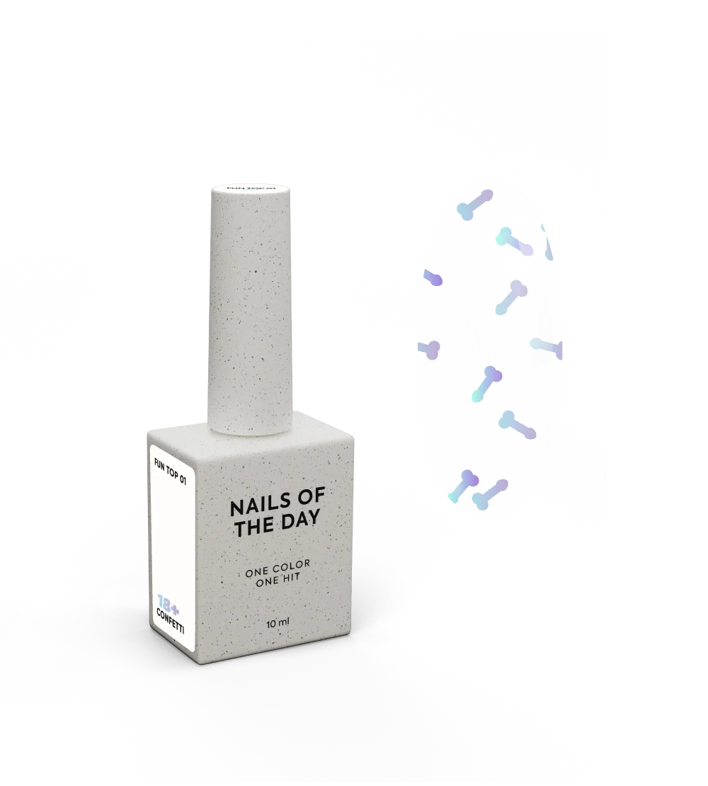 NAILSOFTHEDAY FUN! top 01 — top para uñas con decoración artística holográfica, sin capa pegajosa, 10 ml