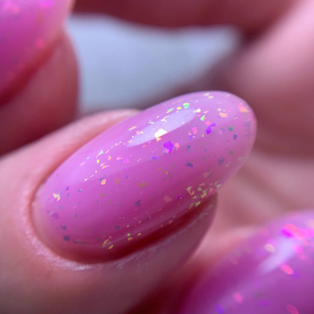 NAILSOFTHEDAY Potal base 23 – base fucsia con elegante decoracion holográfica, 10 ml
