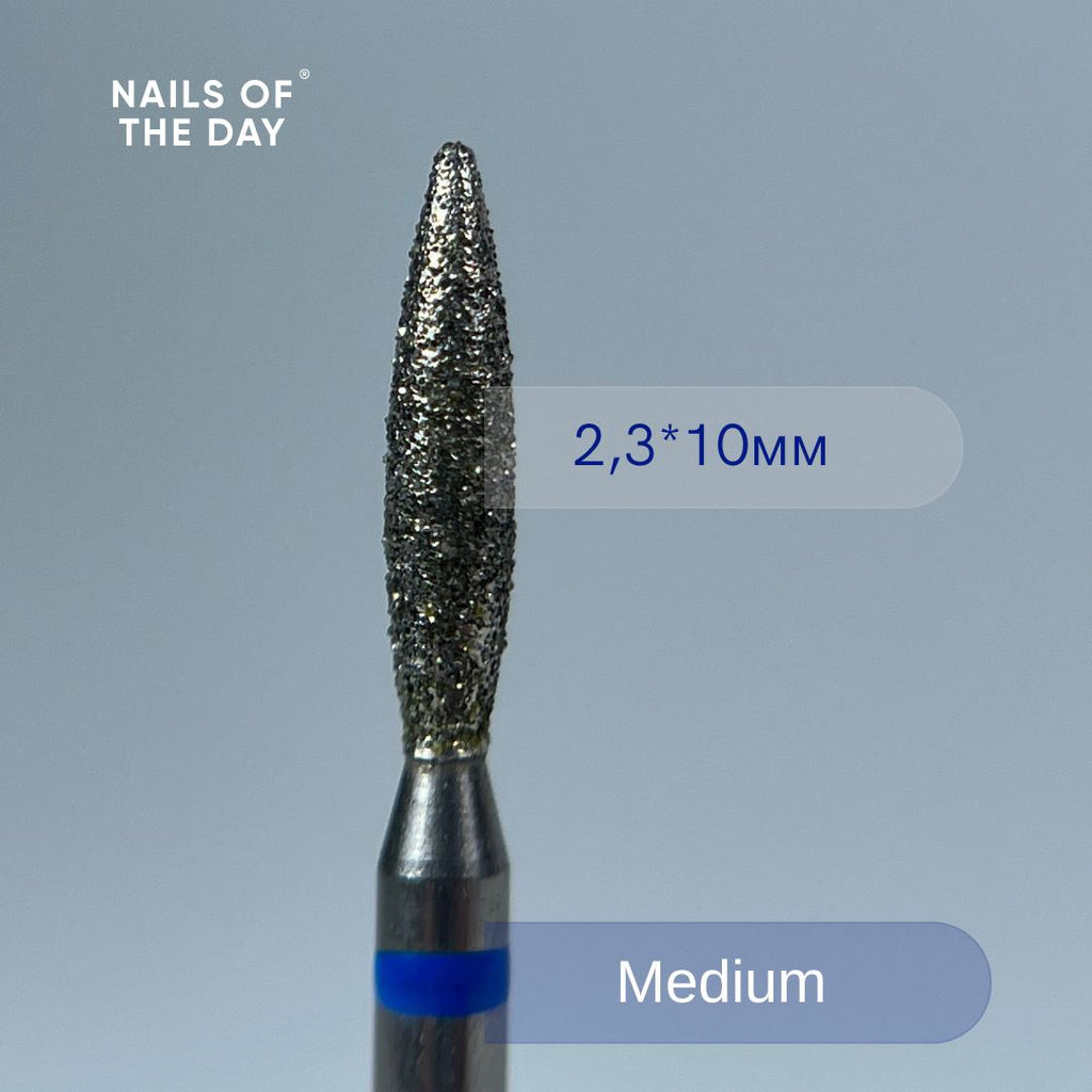 Nailsoftheday Fresa en forma de llama - Fresa en forma de llama de diamante azul, 2,3*10 mm
