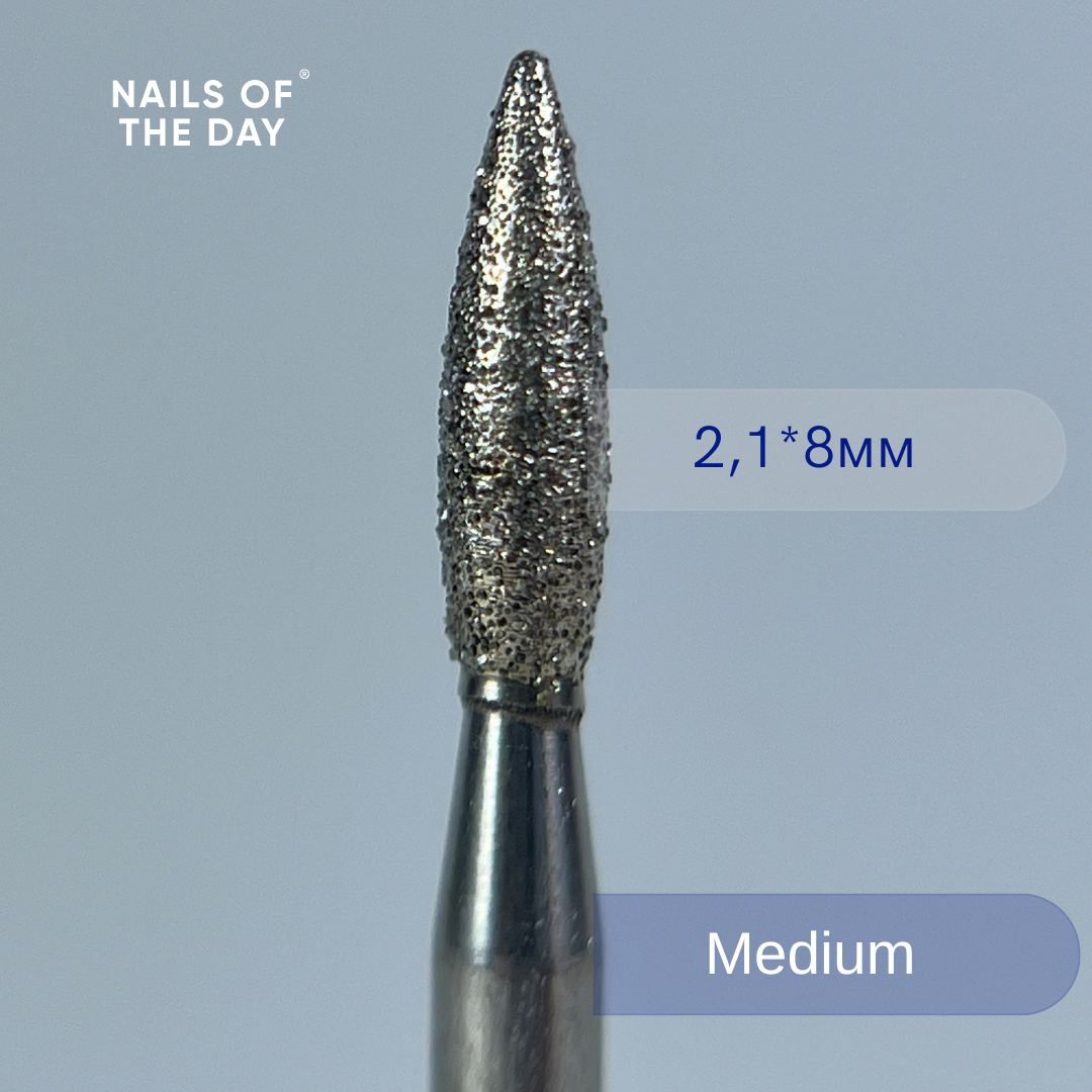 Nailsoftheday Fresa en forma de llama - Fresa en forma de llama de diamante azul, 2,1*8 mm