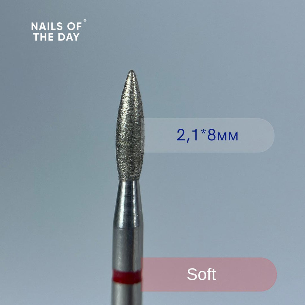 Nailsoftheday Fresa en forma de llama - Fresa en forma de llama de diamante rojo, 2,1*8 mm