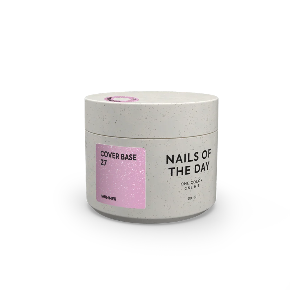 Nailsoftheday Cover base NEW Formula 27 — rosa con shimmer plateado, con un tono rosa frío más intenso, una base camuflaje para uñas, 10 ml.