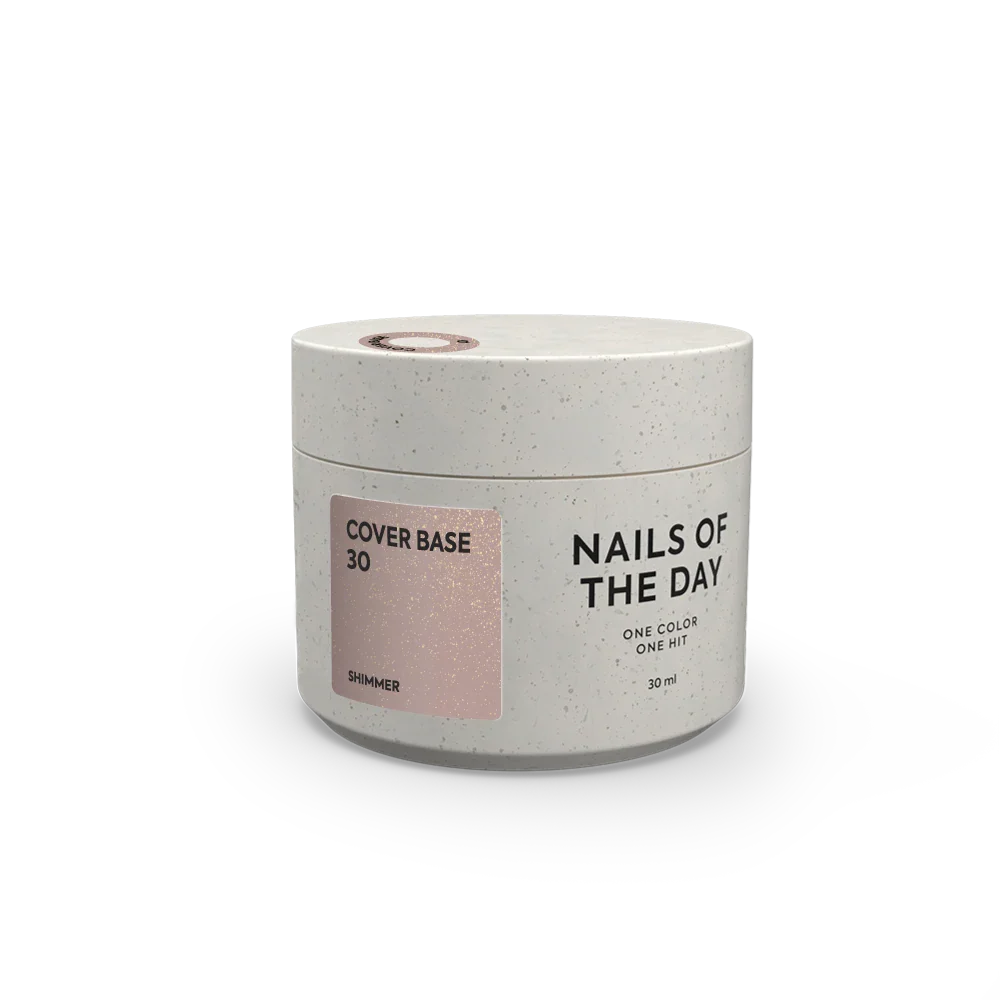 Nailsoftheday Cover base NEW Formula 30 — tono nude natural con shimmer dorado, un nude cálido con reflejos dorados, una base camuflaje para uñas, 10 ml.