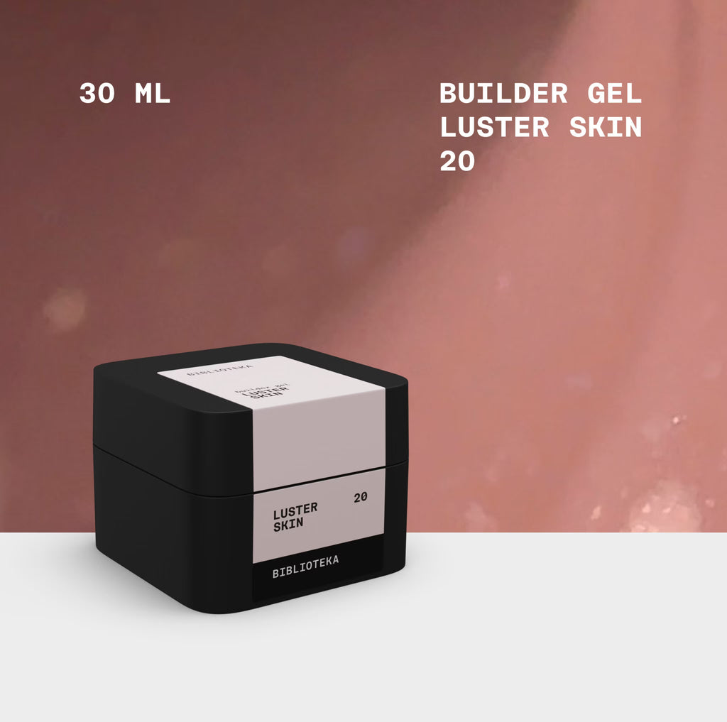 BIBLIOTEKA Builder Gel Nº 20 Skin LUSTER – Beige cálido con shimmer