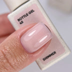 NAILSOFTHEDAY Bottle Gel 45 Shimmer — gel ultrarresistente beige lechoso con shimmer plateado para reforzar las uñas, 10 ml
