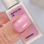 NAILSOFTHEDAY Bottle Gel 48 Shimmer — gel ultrarresistente rosa con shimmer plateado para reforzar las uñas, 10 ml