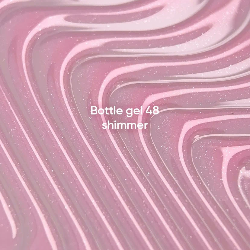 NAILSOFTHEDAY Bottle Gel 48 Shimmer — gel ultrarresistente rosa con shimmer plateado para reforzar las uñas, 10 ml