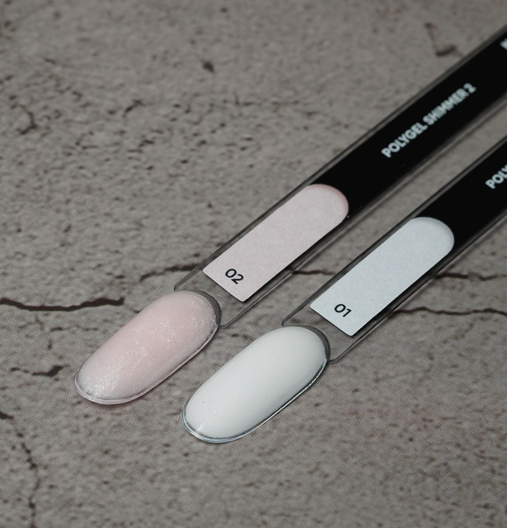 NAILSOFTHEDAY Polygel shimmer 01 — Polygel  de grano fino color blanco con brillo , 30 g