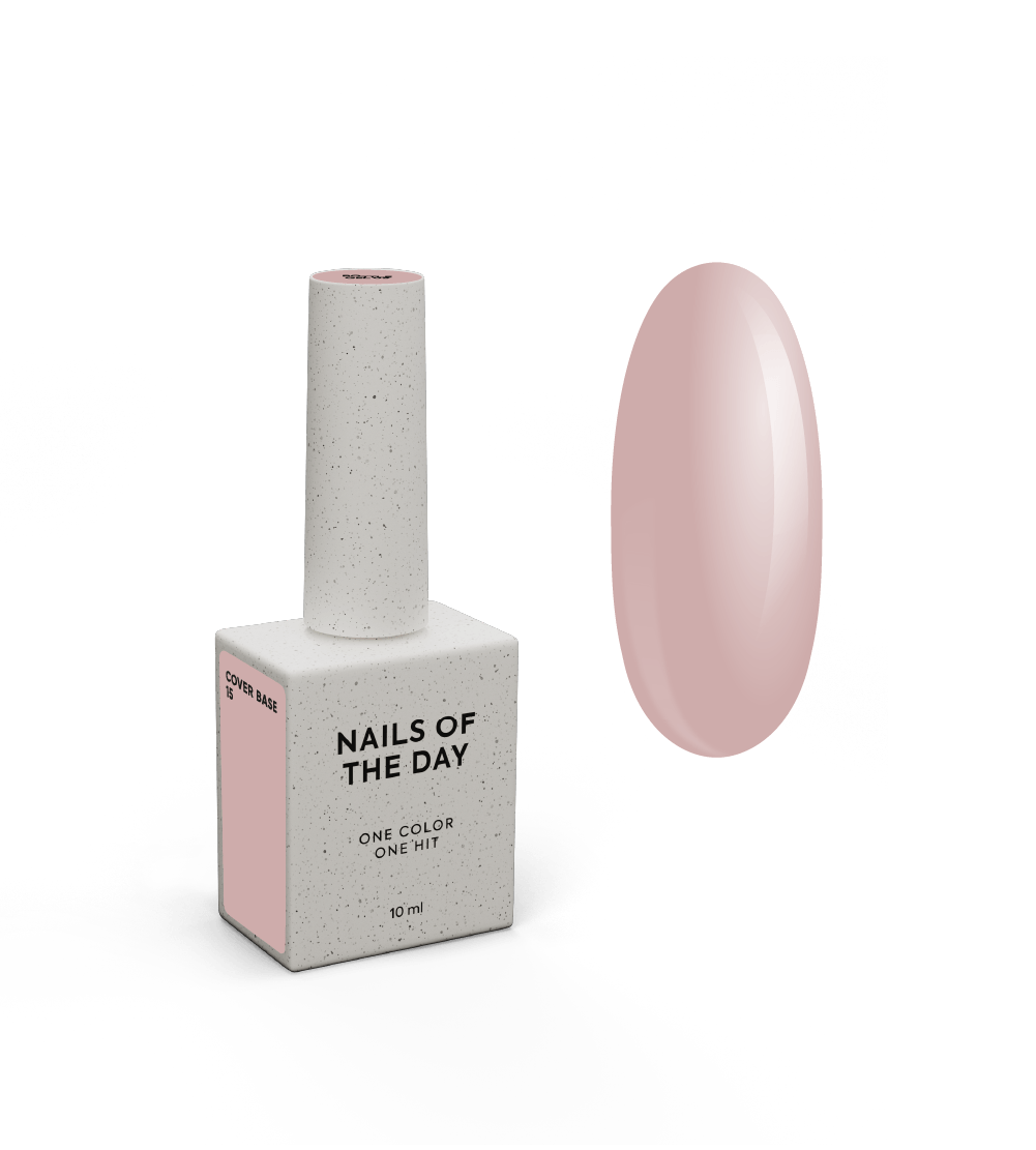 Nailsoftheday Cover base NEW Formula 15 —  base camuflaje en tono nude natural para uñas, 10 ml