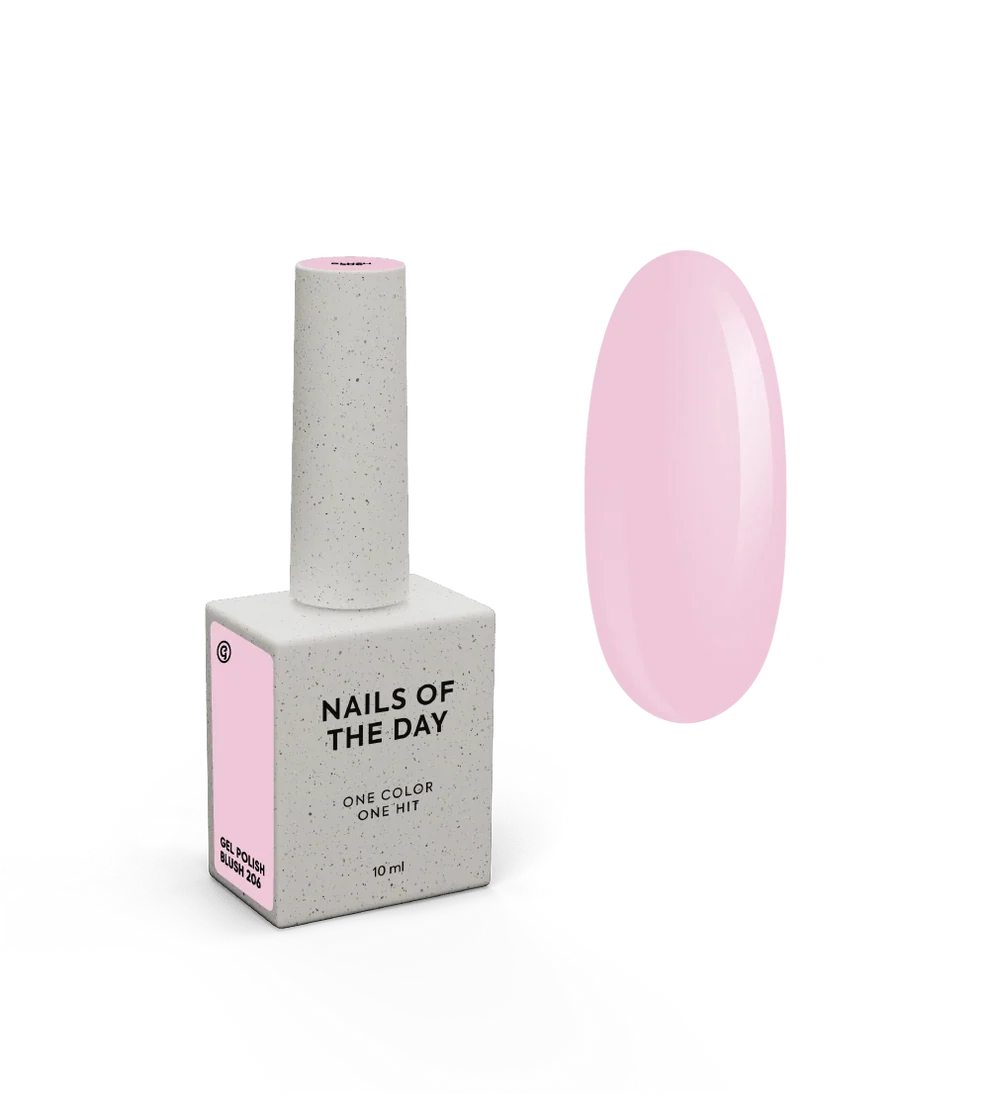 NAILSOFTHEDAY Gel polish Blush 206 — delicado tono rosa con cobertura total en una sola capa, 10 ml.