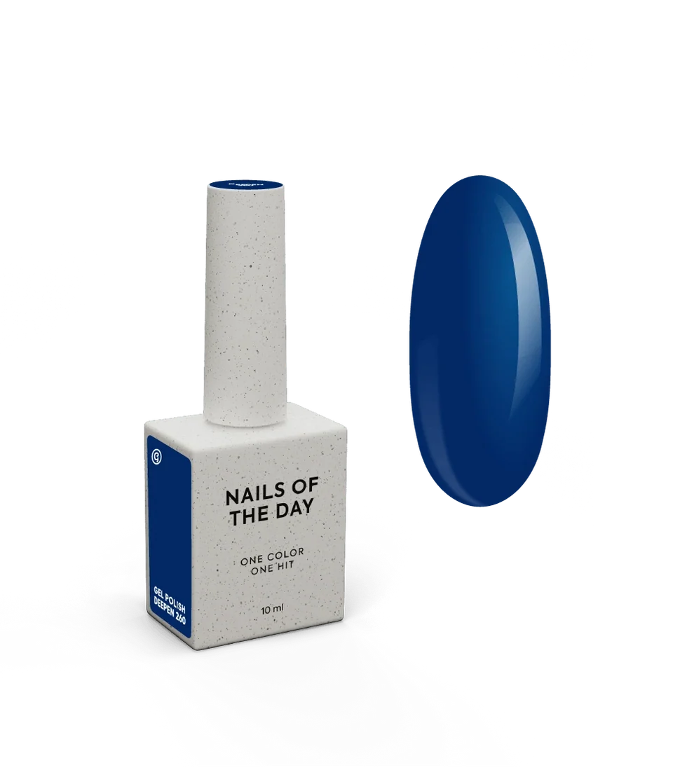 NAILSOFTHEDAY Gel polish Deepen 260 — tono azul profundo con cobertura total en una sola capa, 10 ml.