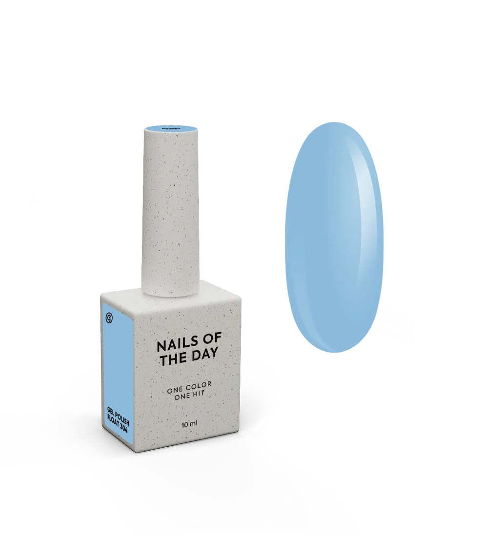 NAILSOFTHEDAY Gel polish Float 304 — tono azul cielo con cobertura total en una sola capa, 10 ml.