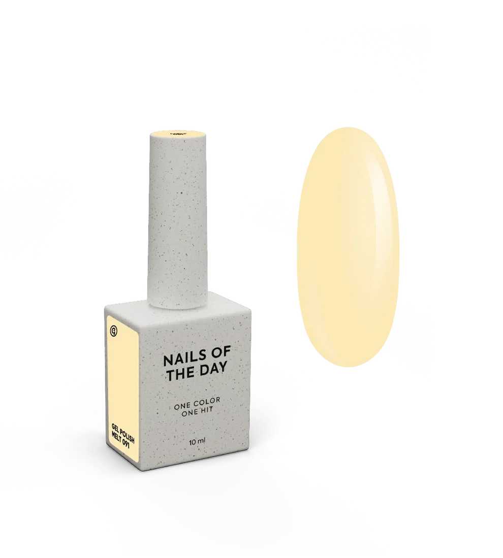 NAILSOFTHEDAY Gel polish Melt 091 — delicado tono amarillo con cobertura total en una sola capa, 10 ml.