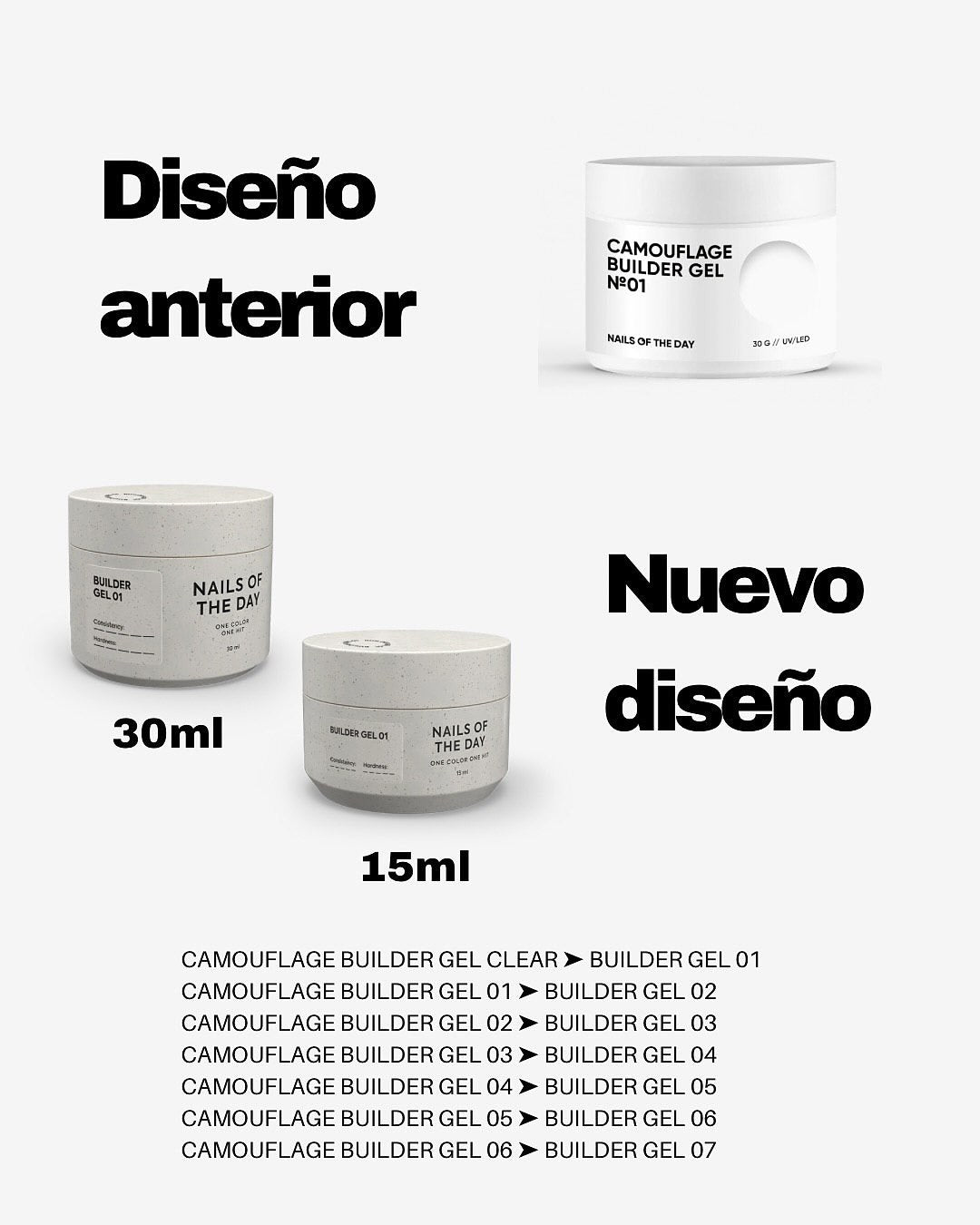 NAILSOFTHEDAY Builder Gel 01 — gel transparente para extensiones de uñas, 15 ml