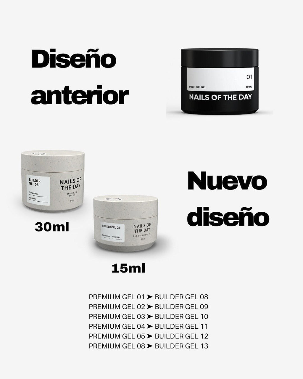 NAILSOFTHEDAY Builder Gel 08 — gel lechoso para extensiones de uñas, 15 ml