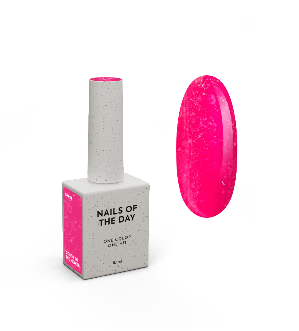 NAILSOFTHEDAY Color of the Month August 2026 CHRIN – fucsia con pan de oro y shimmer, cobertura en una sola capa, 10 ml