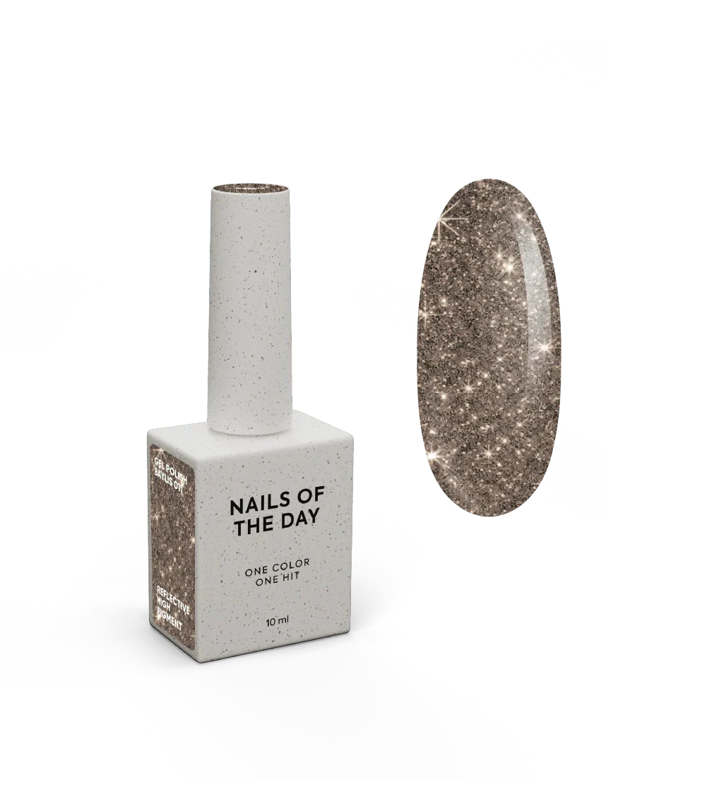 NAILSOFTHENIGHT Baylis gel polish — esmalte semipermanente dorado reflectante para uñas, 10 ml