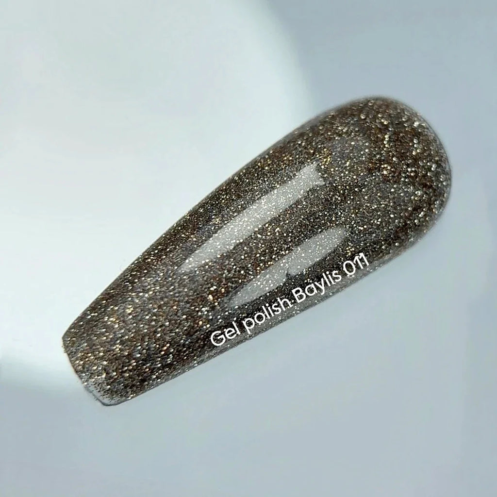 NAILSOFTHENIGHT Baylis gel polish — esmalte semipermanente dorado reflectante para uñas, 10 ml