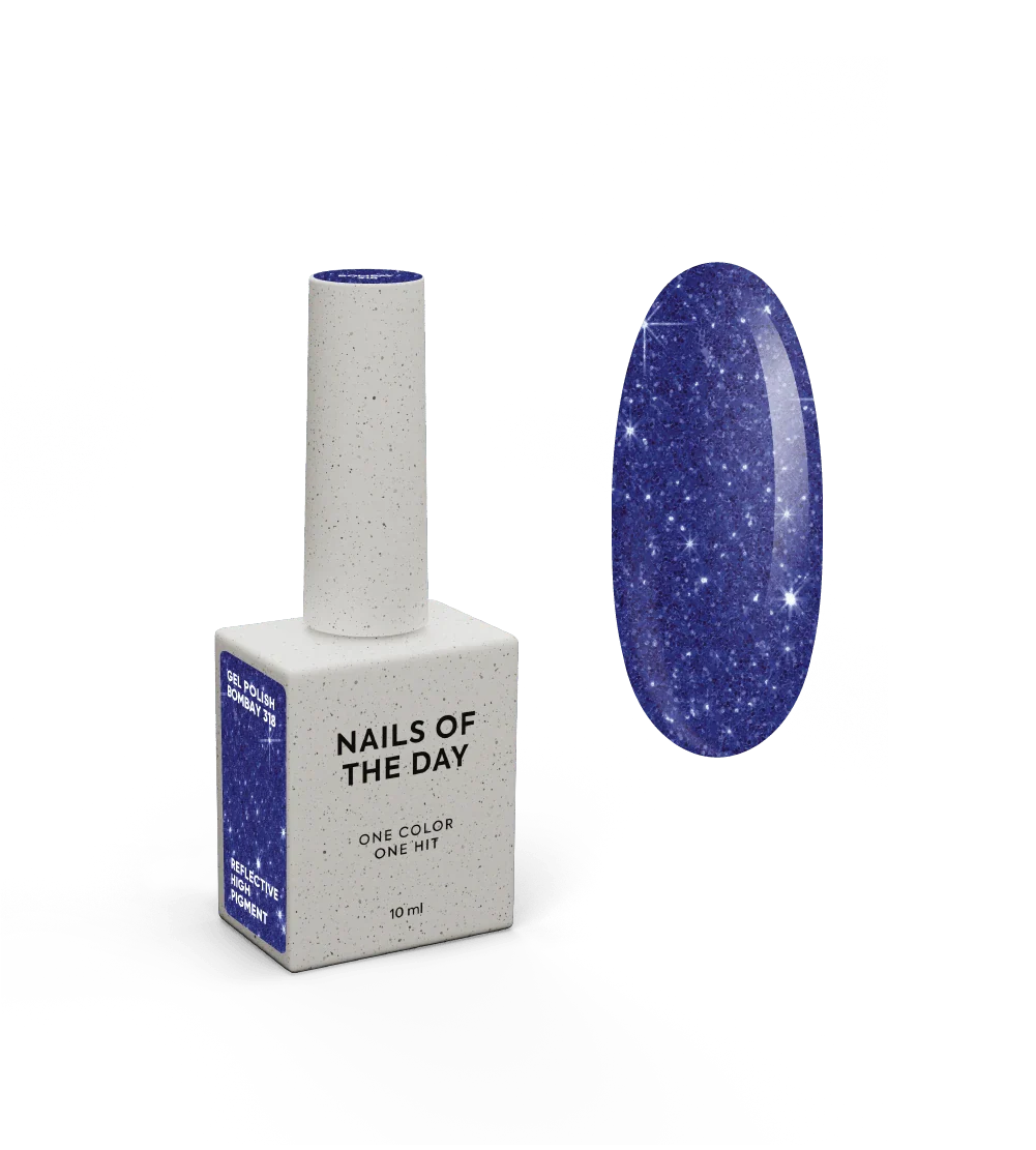 NAILSOFTHENIGHT Bombay gel polish — esmalte semipermanente reflectante  de color azul profundo, 10 ml.