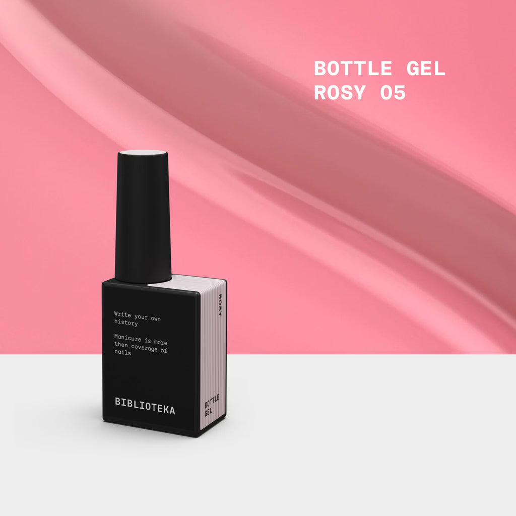 BIBLIOTEKA Bottle Gel Nº 05 Rosy — gel constructor en botella tono rosa suave, 10 ml.