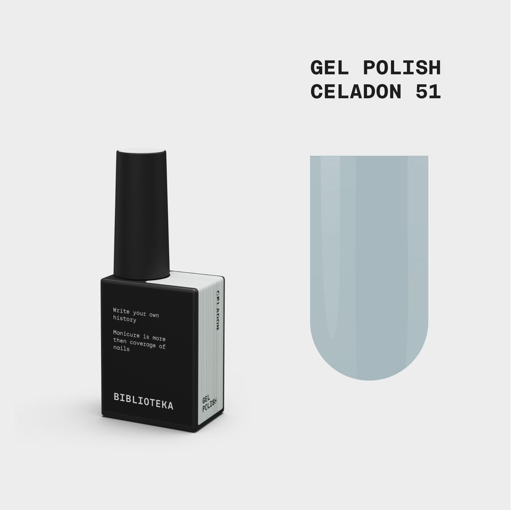 BIBLIOTEKA Esmalte semipermanente Nº 51 Celadon — verde menta claro, 10 ml