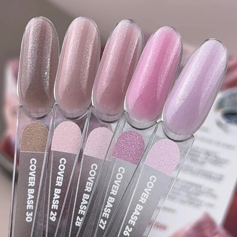 Nailsoftheday Cover base NEW Formula 26 — suave tono rosa con shimmer plateado, de brillo más frío, una base camuflaje para uñas, 10 ml.