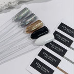 BIBLIOTEKA, Line Paint Micro Silver Wipe – Gel paint plateado micro shimmer para líneas, con capa de dispersión, 5 ml