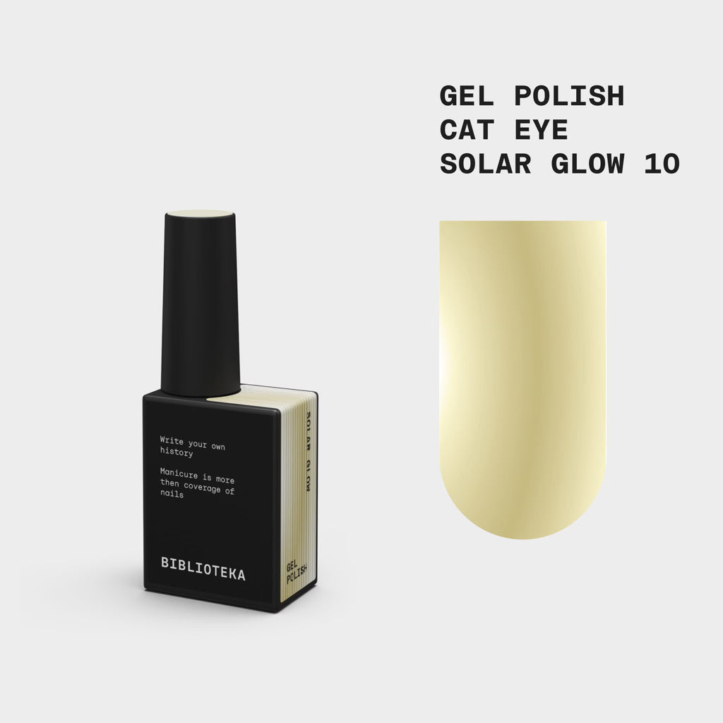 BIBLIOTEKA Esmalte Cat Eye Nº 10 Solar Glow — Dorado cálido, 10 ml