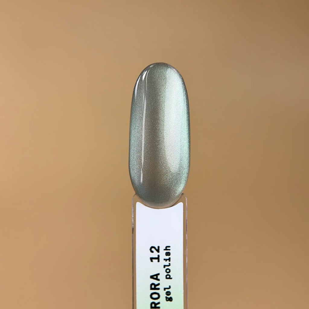 BIBLIOTEKA Esmalte Cat Eye Nº 12 Aurora — Verde perlado, 10 ml