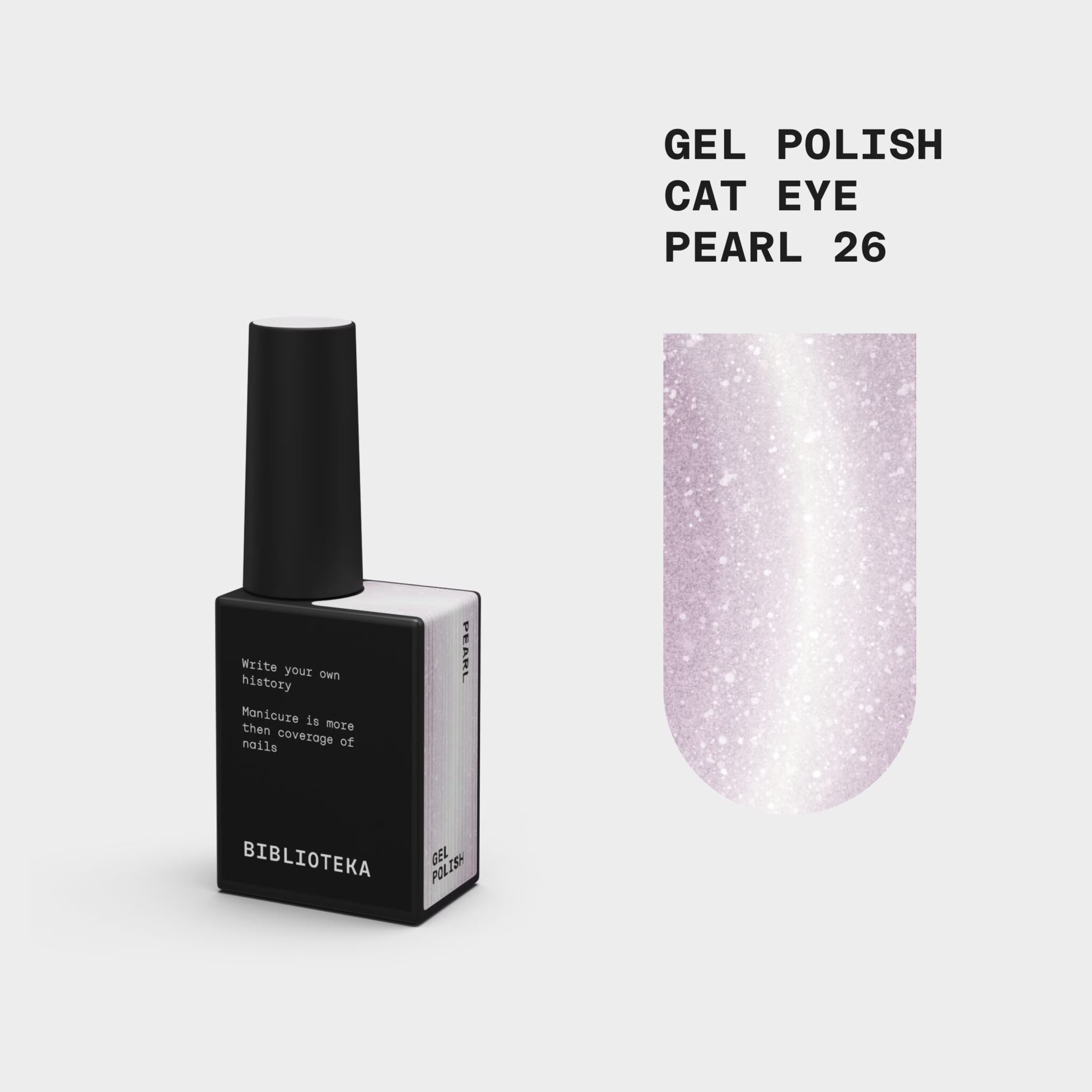 BIBLIOTEKA Esmalte semipermanente efecto ojo de gato Nº 26 Pearl – rosa claro, 10 ml